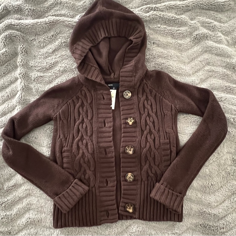 NWT Gap MEDIUM (8) Hooded Cable Knit Sweater